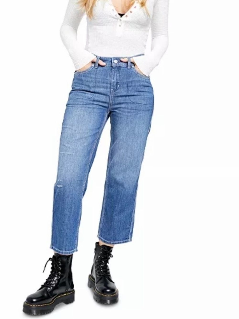 Free People Chloe Baby Barrel Jeans Womens Size Small 100% Cotton OB985403